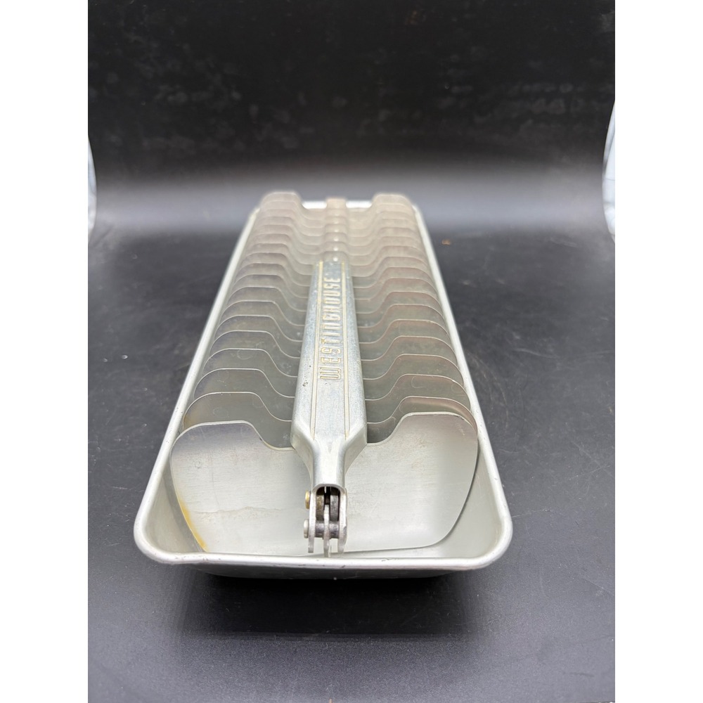 Vntg Westinghouse Aluminum Ice Cube Tray Metal Lever Release Mid Century Retro